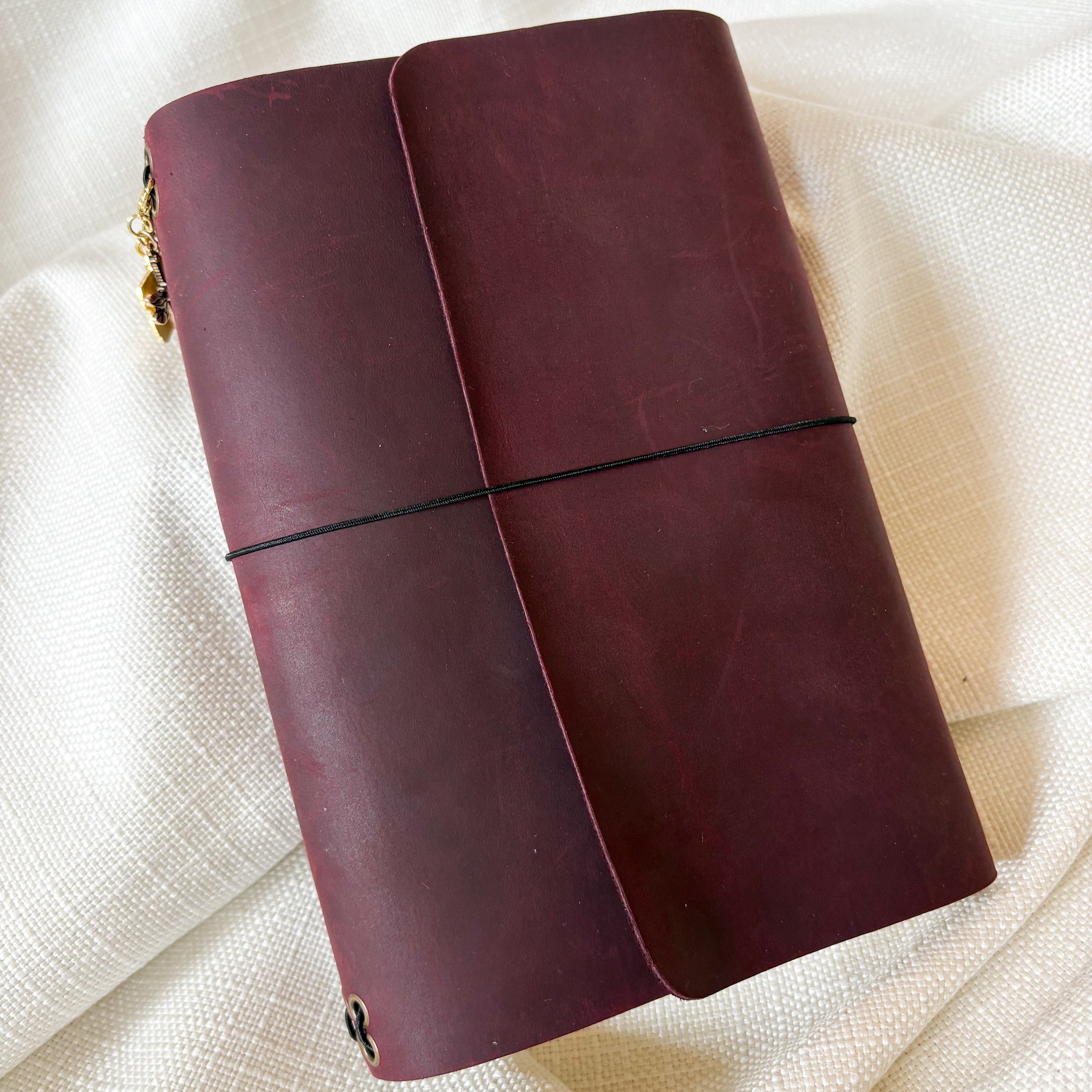 Handmade Leather Journal Cover | Personalized with Charms