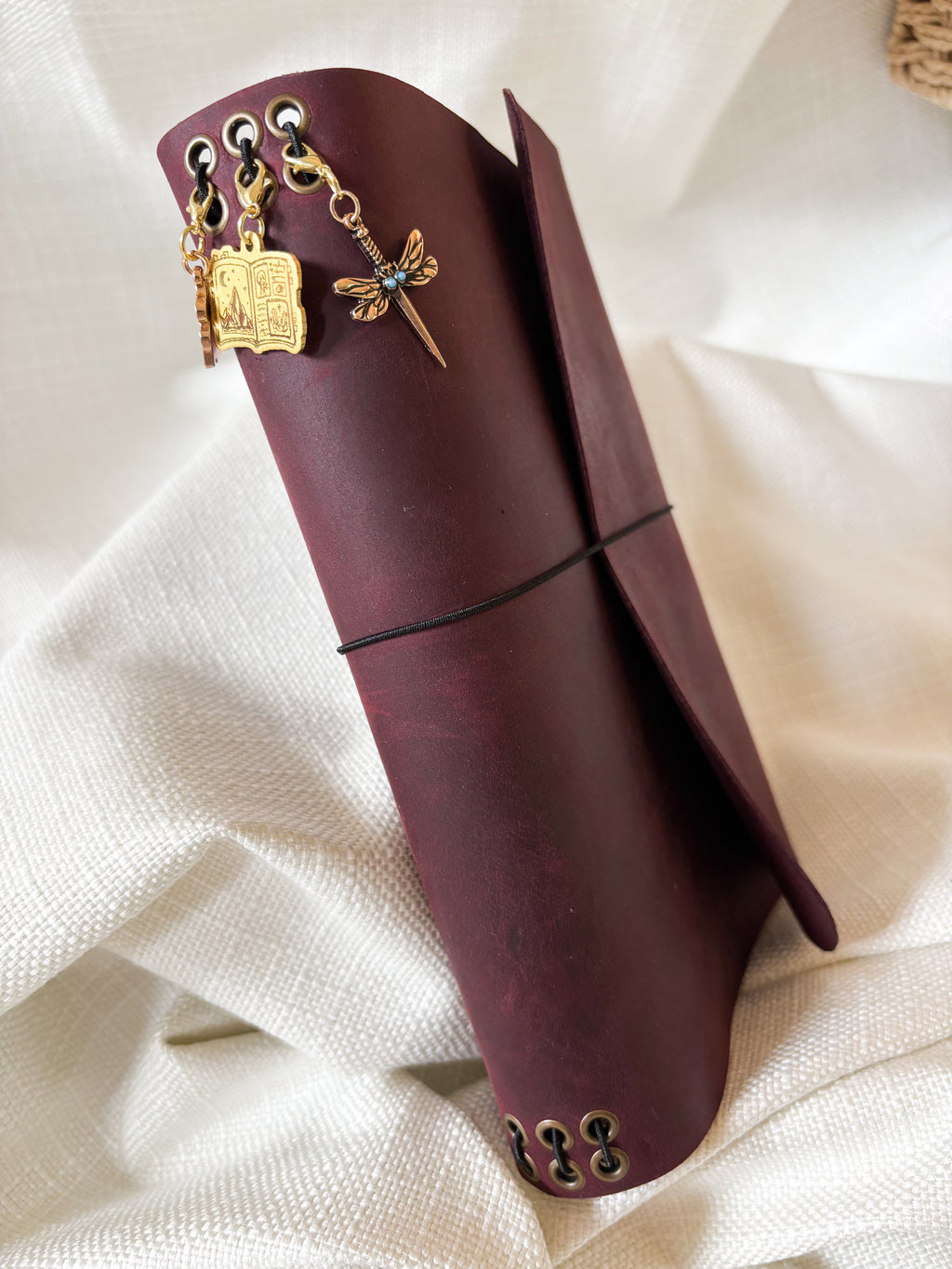 Handmade Leather Journal Cover | Personalized with Charms